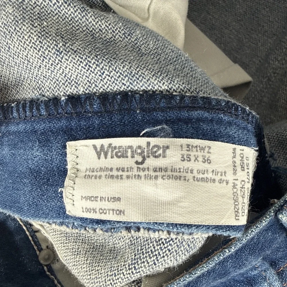 Vintage Wrangler 13MWZ Jeans Mens 35x36 (33x36) Cowboy Cut Straight Denim USA